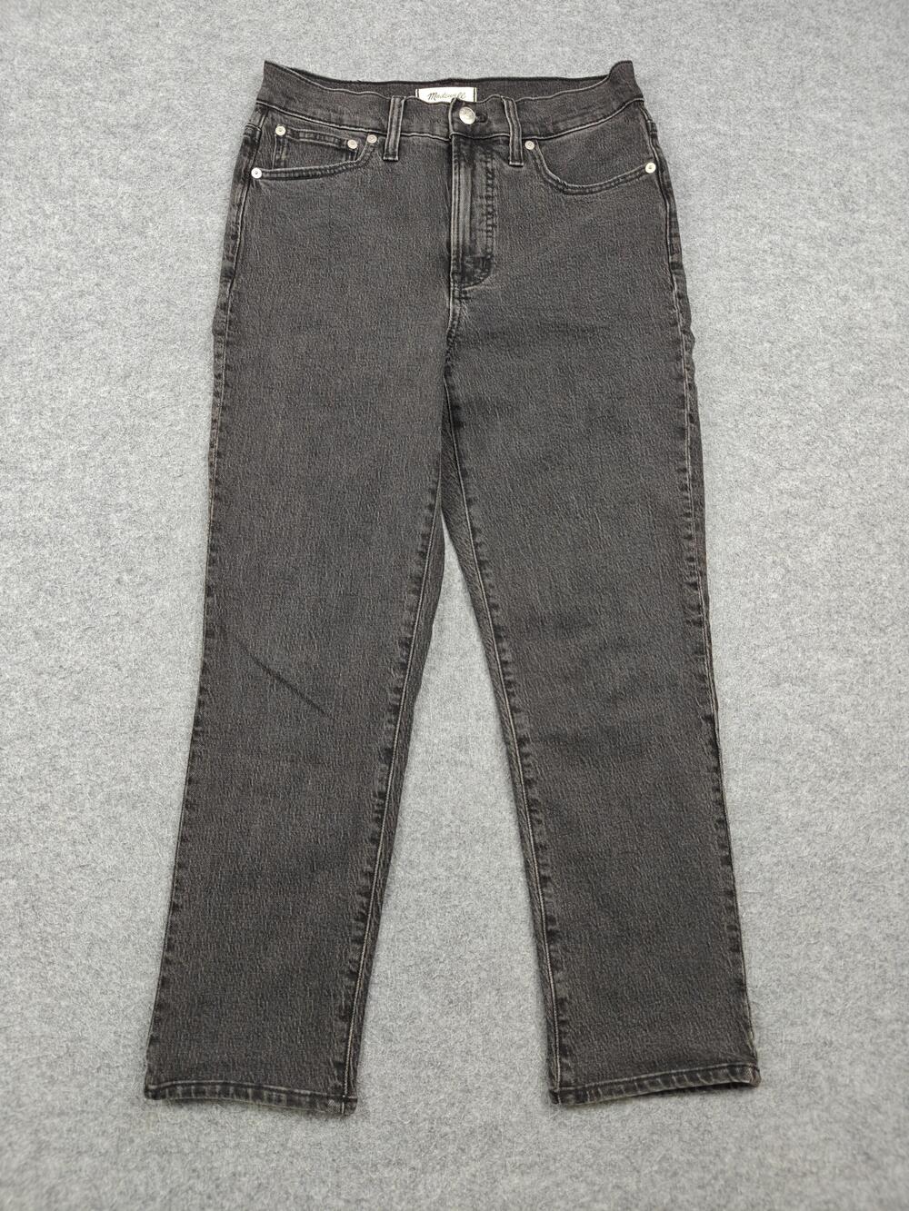 Madewell Straight Jeans Womens 27 Gray Charcoal Wash High Rise Stretch